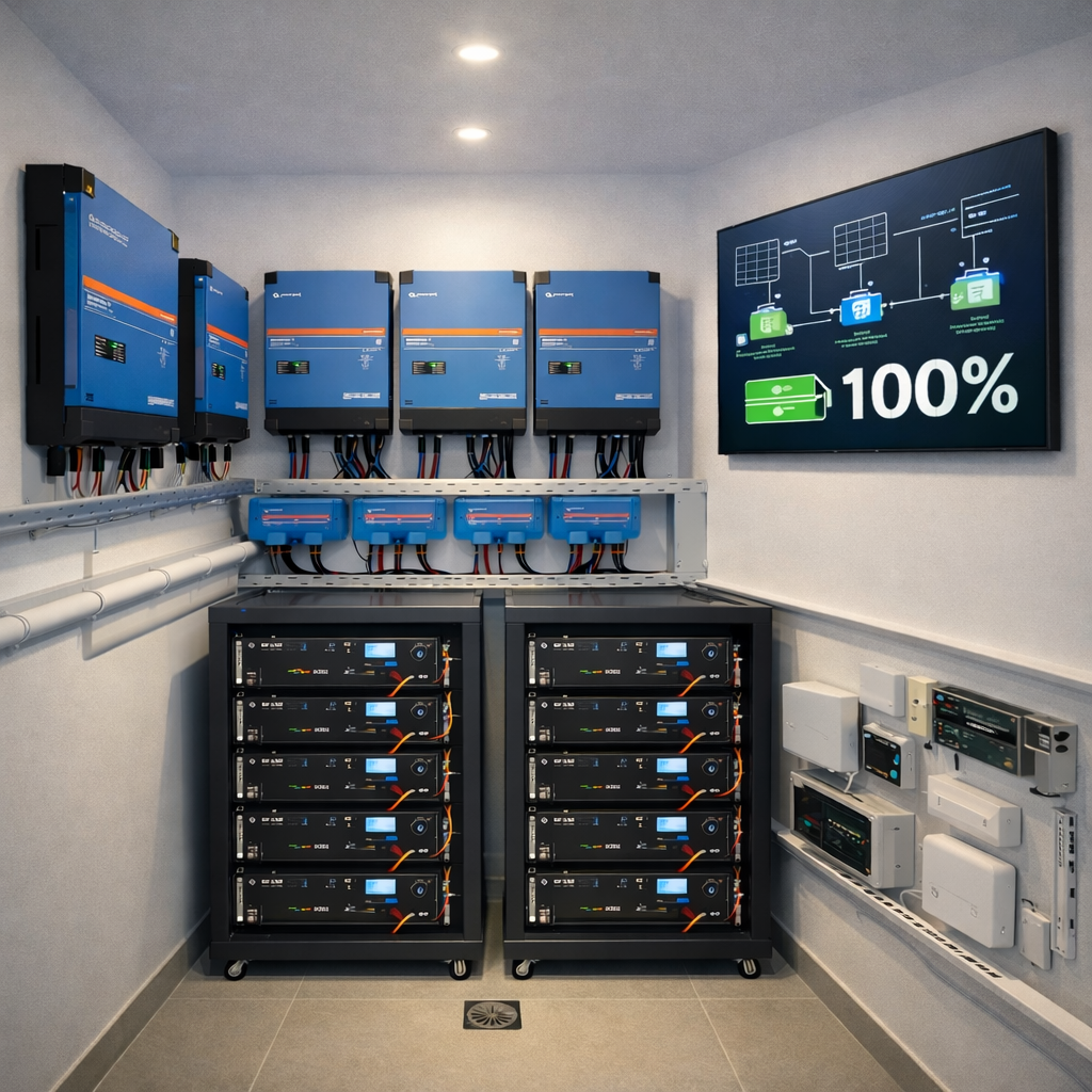 Home energy backup system with batteries