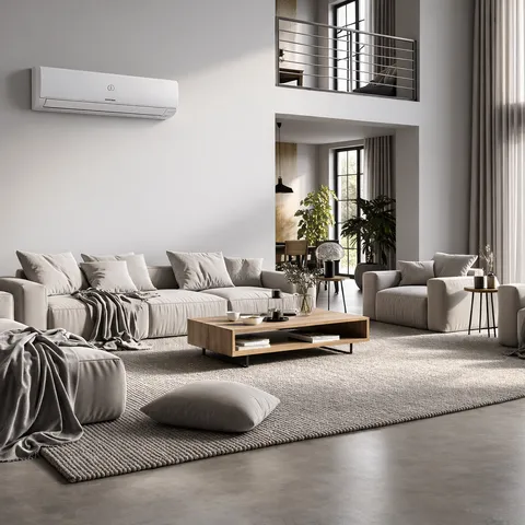 Wall-mounted air conditioning in a modern room