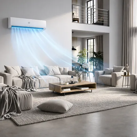 Wall-mounted air conditioning in a modern room