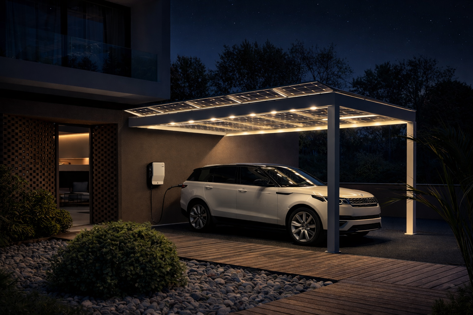 Carport with EV charger off