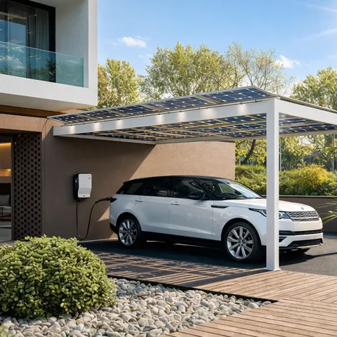 Modern carport with EV charging station