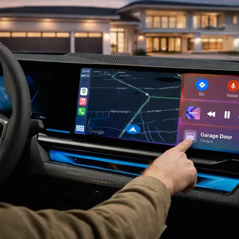 Modern house entrance with automated gate