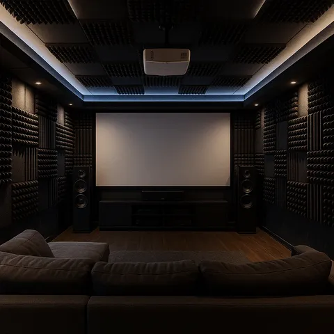 Home cinema setup with ambient lighting